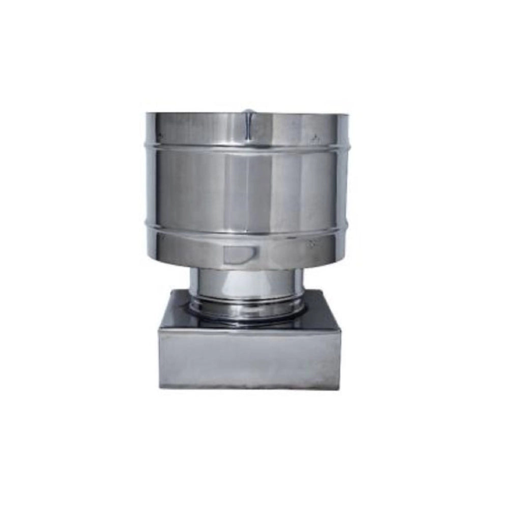 Antivento a base quadrata terminale della canna fumaria con disco antipioggia acciaio inox diverse misure 37 X 37