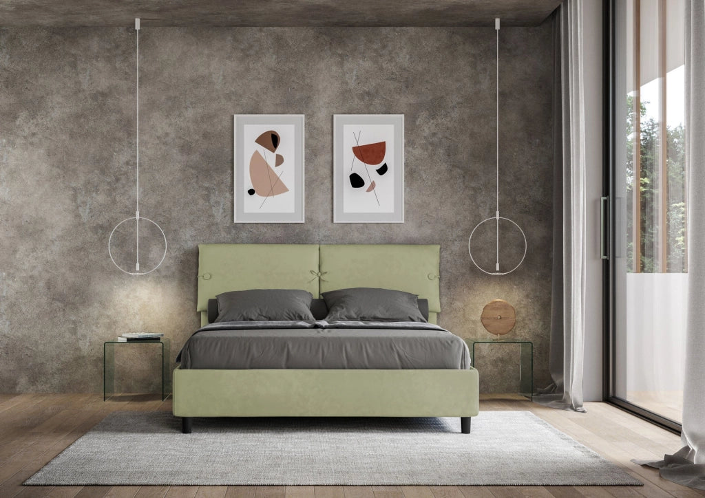 Letto Matrimoniale 160x210 cm con Rete e Contenitore Sleeper Tè verde