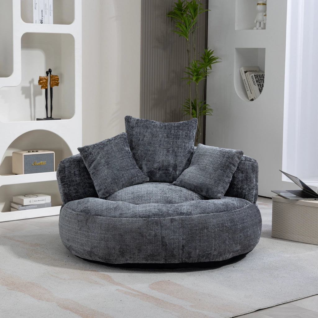 Divano Poltrona Gaming con Cuscini ¨C MINIMAL ¨C Grigio, Tessuto Chenille