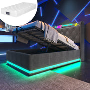 Letto contenitore idraulico grigio 90x200 cm