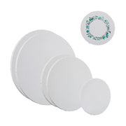 Set di 6 tele rotonde per pittura acrilica familiare 30 x 30 cm superficie strutturata in cotone bianco 13_0014765