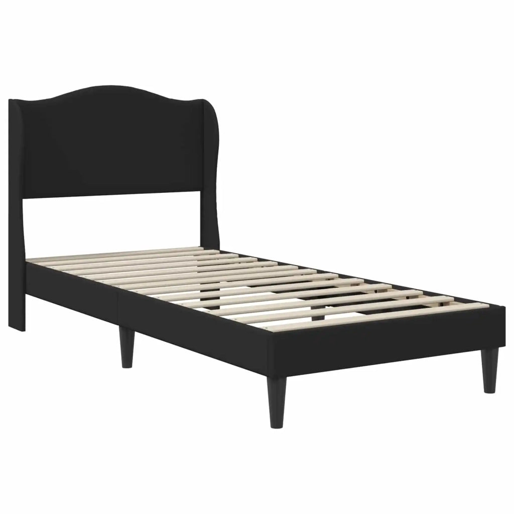 Letto singolo | Letto per adulti | Struttura del letto con testiera Nero 90 x 190 cm Similpelle