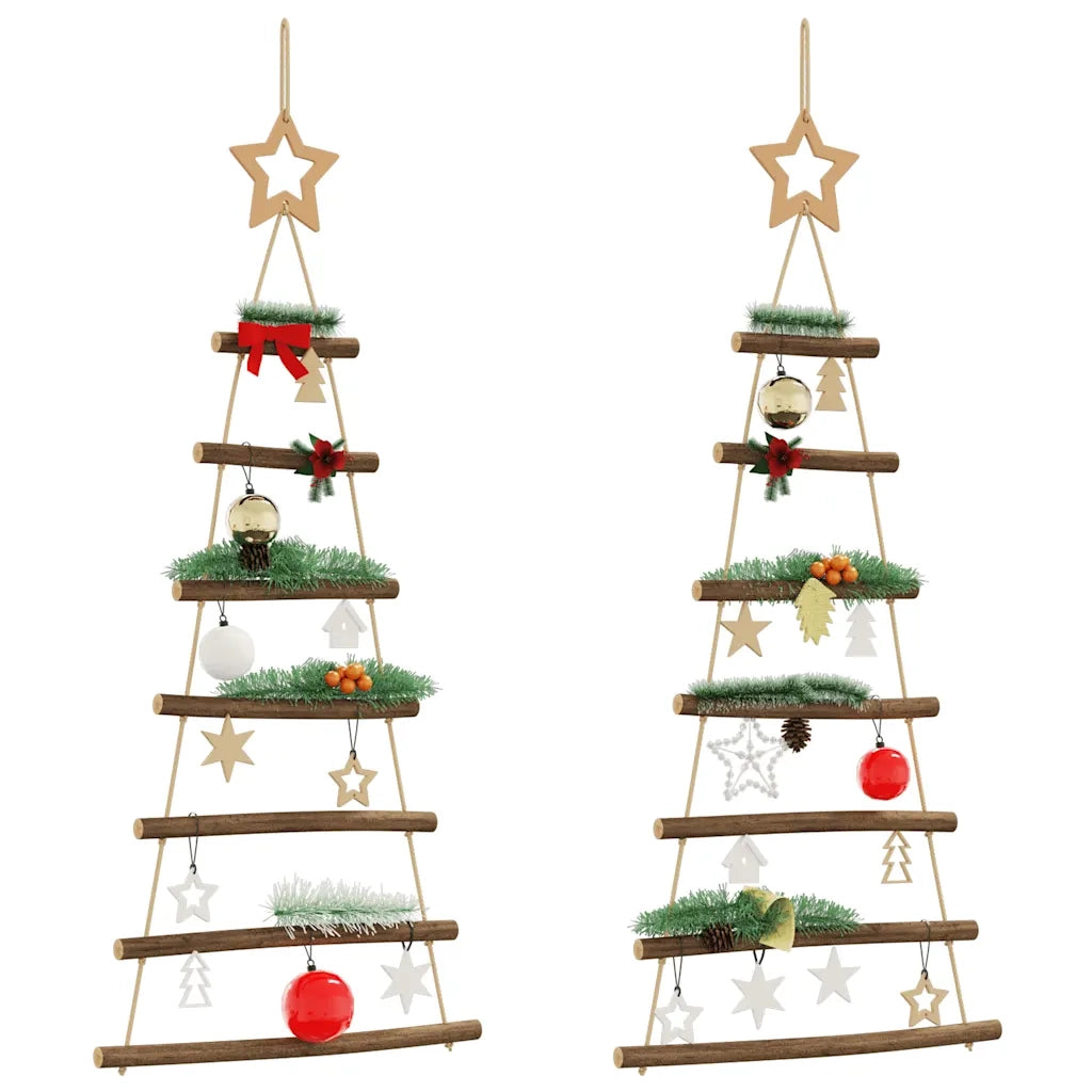 Alberi di Natale | Decorazioni natalizie sospesi con stelle in alto 2 pz 42x90 cm Ramo naturale