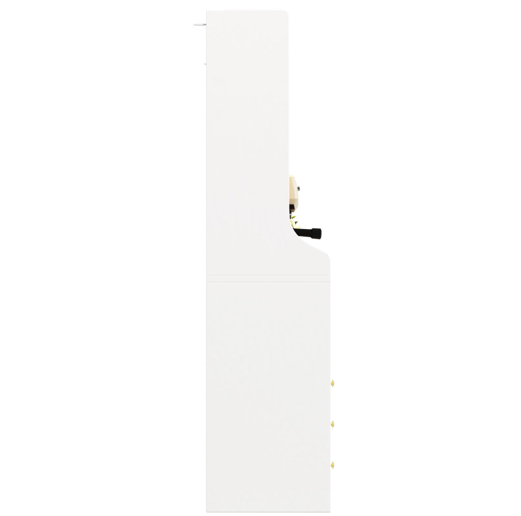 Mobile controllato armadio alto cucina 120 cm con LED RGB, porte scorrevoli in vetro, portabottiglie e ante a ribalta, 3 cassetti, bianco/nero