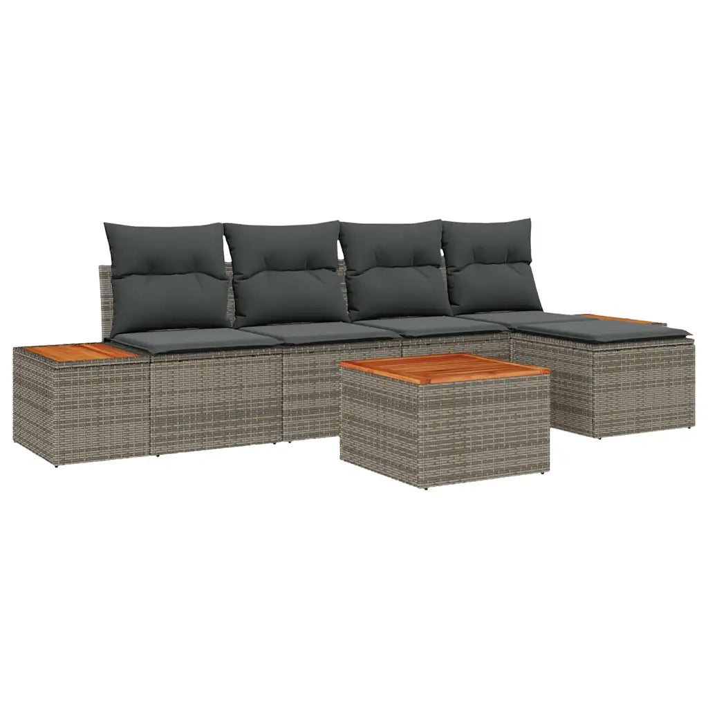 Set Divano da Giardino con cuscino 6 pcs Grigio Polyrattan 3356739