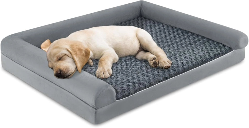 Cuccia Cane Interno in Schiuma, Brandina per Cani con Cuscino, Copertura Rimovibile e Tessuto Interno Impermeabile, Lettino per Animali Domestici, Grigio (113 x 89 x 18 cm)