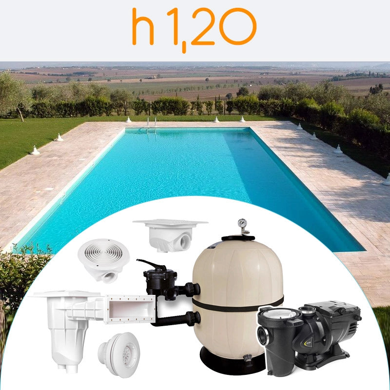 Kit componenti per piscina in cemento armato ARIZONA 12,00 x 6,00 h 1,20 m