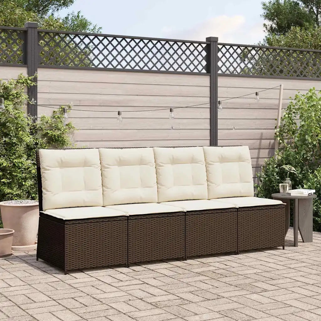 Divano da giardino Marrone e Bianco Crema polyrattan 3394477