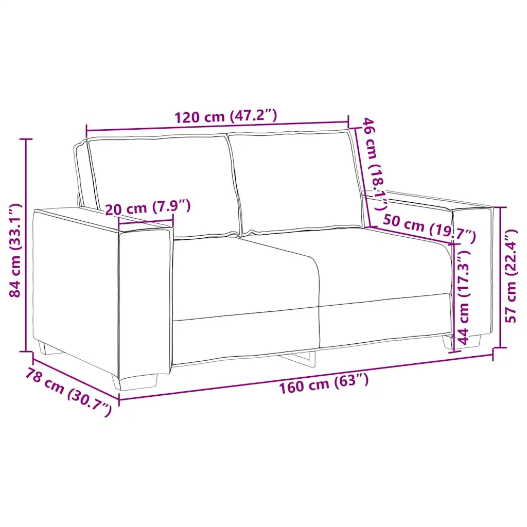 Divano a 2 Posti-Sofa 2 Posti Grigio chiaro 120 cm in tessuto 491557