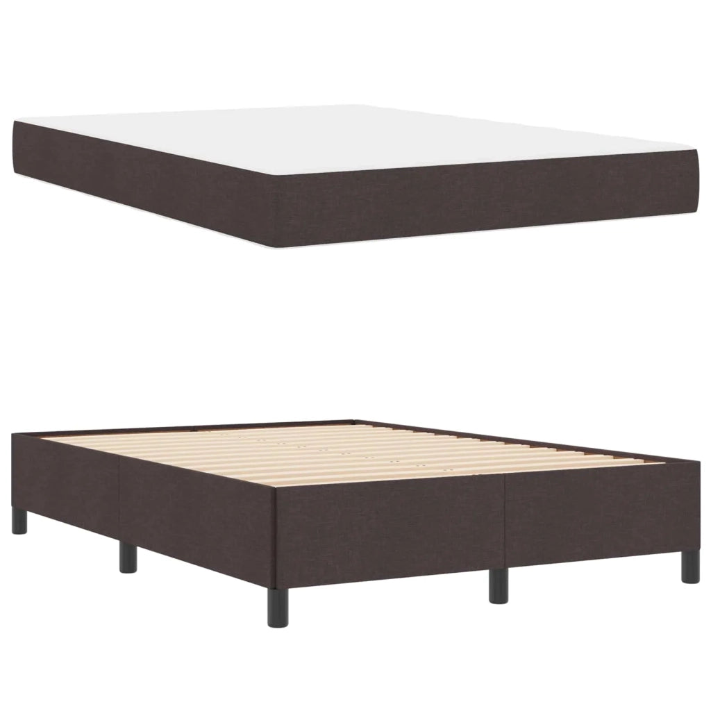 Letto a molle Marrone Scuro 140 x 200 cm Tessuto