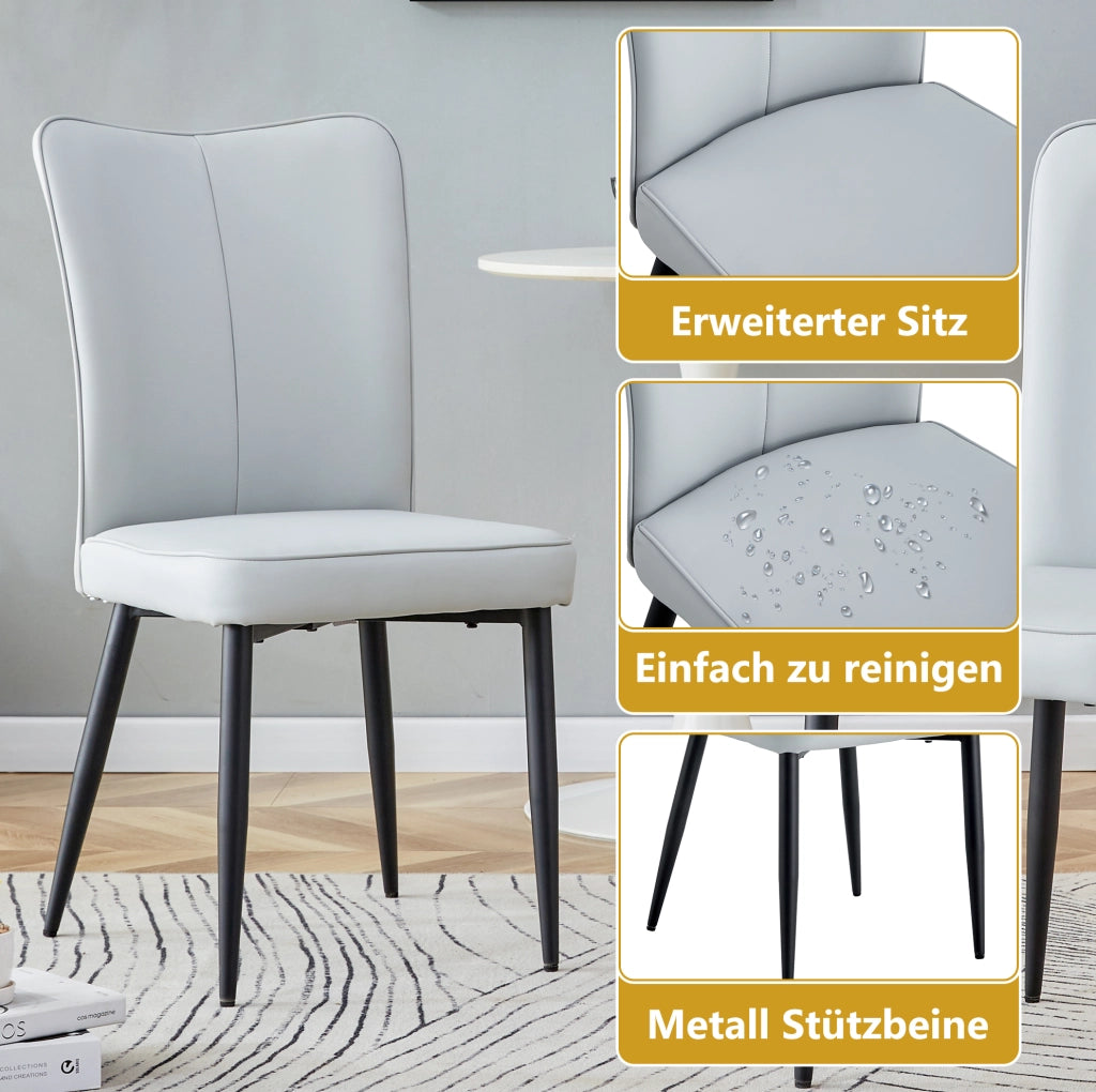 SEDIA da pranzo Set da 2 pezzi in PU grigio chiaro e metallo nero