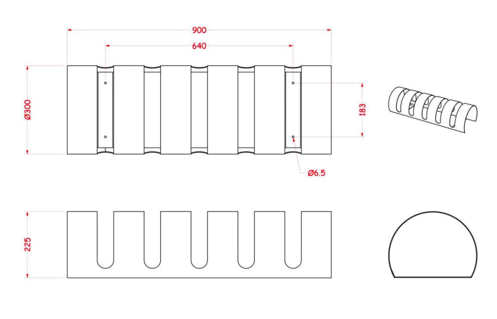 Rastelliera Portabici 5 Posti in Ferro 90x30x23 cm Belfer Bike Rack 42/PB Ruggine