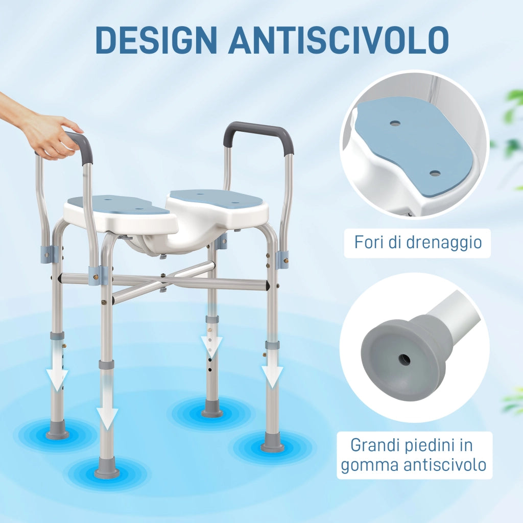 Sgabello da Bagno con Braccioli ¨C Zephmum ¨C Azzurro