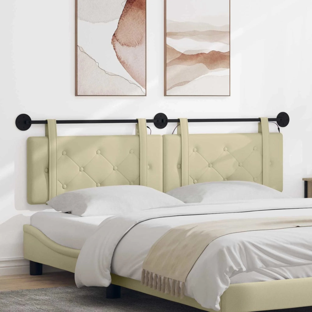 Testiera | Testata sospesa Con luce LED Crema Similpelle