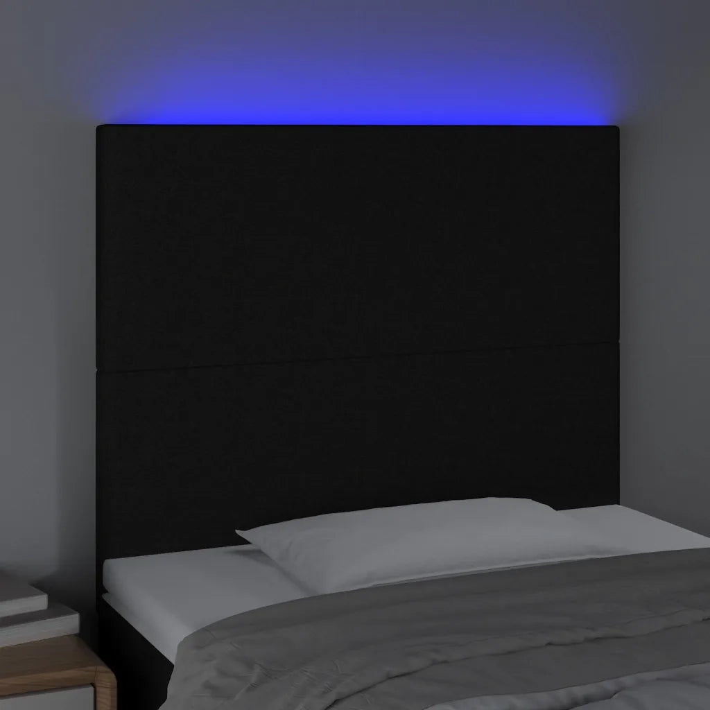 Testiera | Testata a LED nero 90x5x118/128 cm in Tessuto