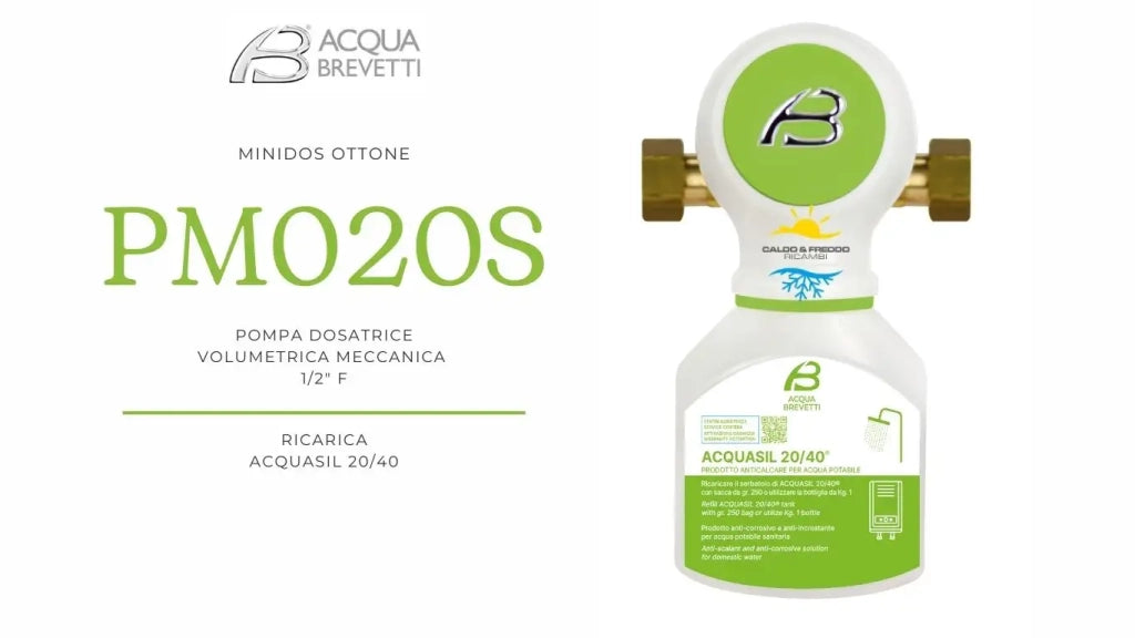 Acqua Brevetti pompa dosatrice anticalcare Minidos con attacco in Ottone da 1/2" F - PM020S