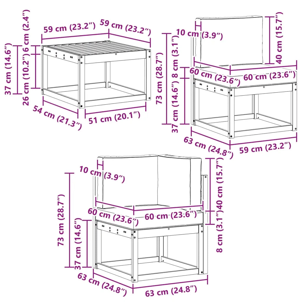 Set di divani da esterno 6 pz 3385064