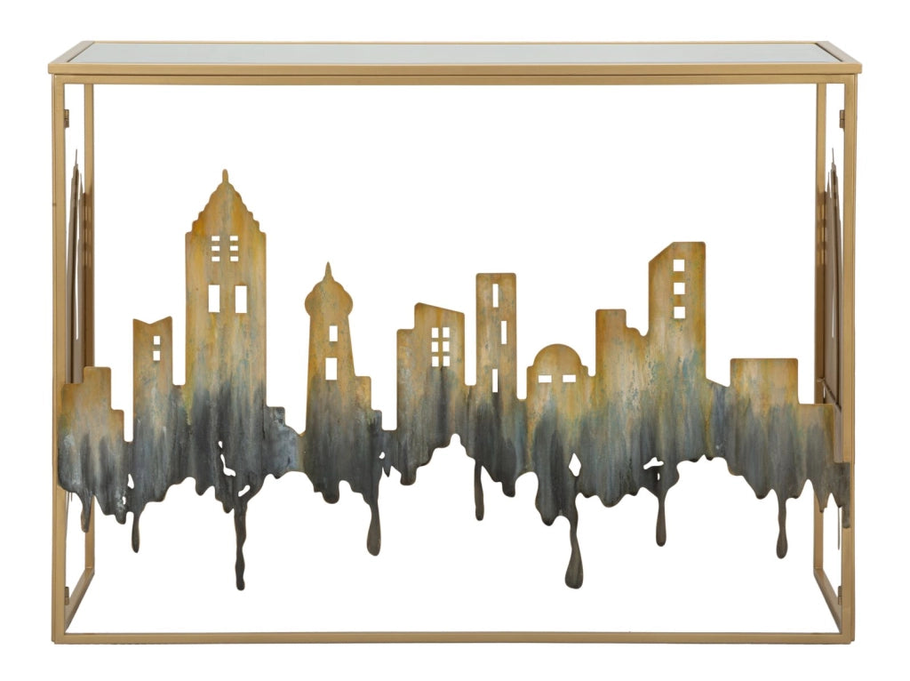 Console City 110x38,5x81 cm in Ferro e MDF e Vetro Multicolor