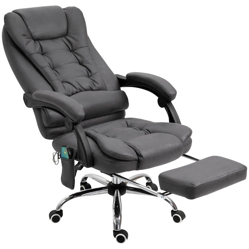 Sedia da ufficio con funzione massaggio e riscaldamento, ergonomica, 6 punti di massaggio, poggiapiedi, telecomando, poliestere, 65 x 160 x 104 cm,