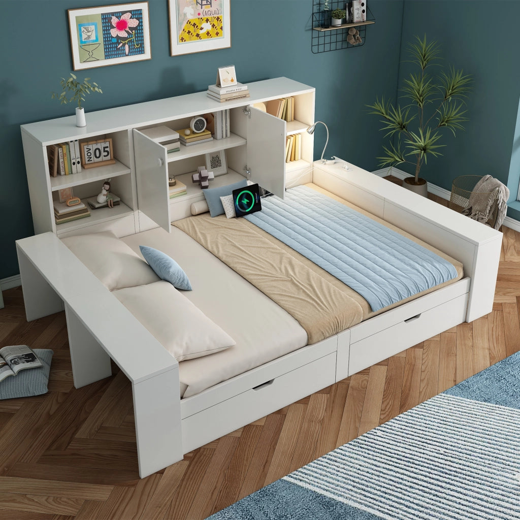 Letto con cassetti bianco 140 x 200 cm