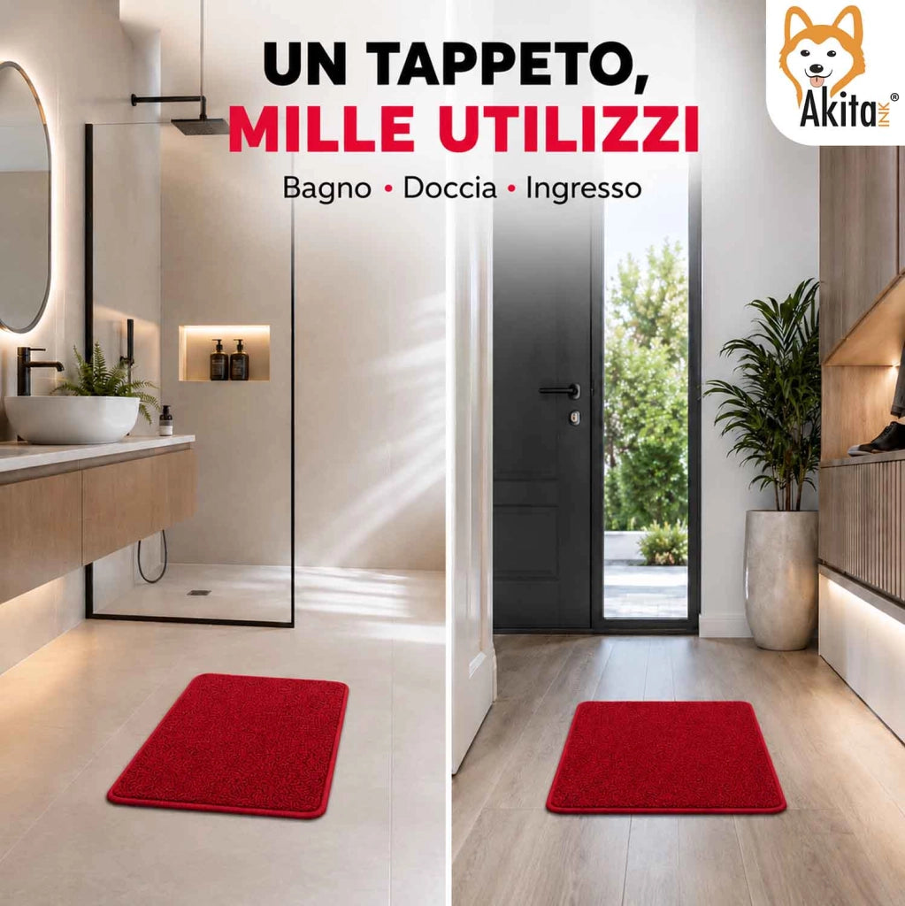 Akitaink Tappeto Multiuso in Microfibra 40x60 cm Rosso
