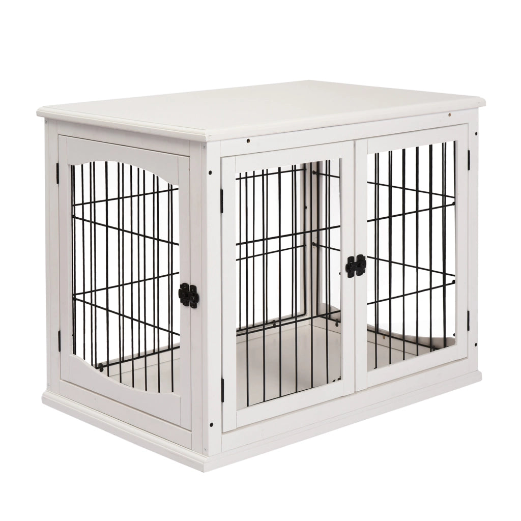 Casetta per Cani Interna in Legno e Acciaio ¨C Minimal ¨C Bianco 58.5x81x66cm