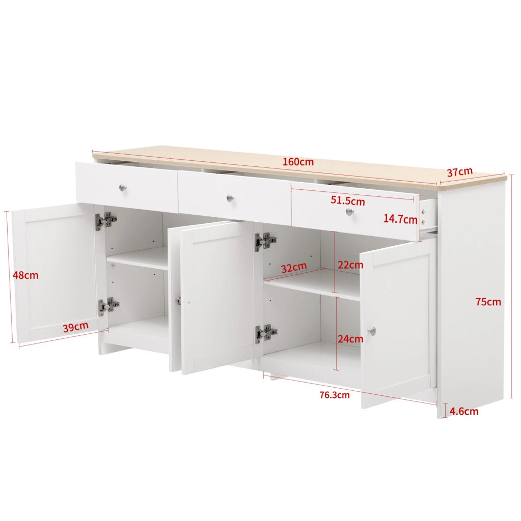 Madia rustica 160 cm con 4 ante e 3 cassetti