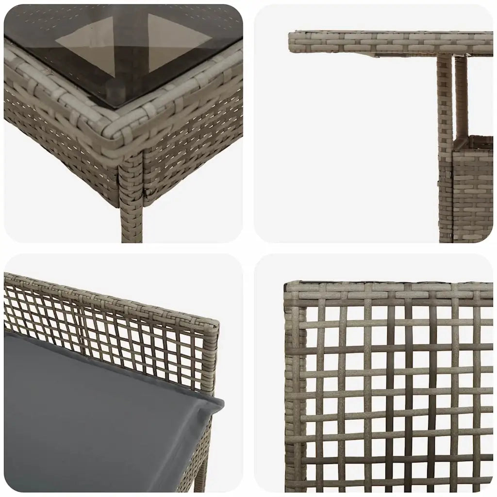 Set da Pranzo per Giardino 5 pz | Set Salotto da Giardino Grigio polyrattan