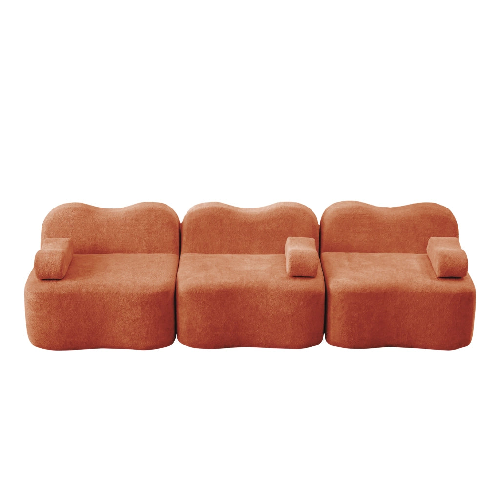Divano Modulare 3 Posti con Braccioli ¨C MINIMAL ¨C Tessuto Arancione, Seduta Profonda
