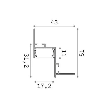 Slot Trimless 200 cm Alluminio Finitura Materie Plastiche Ideal Lux
