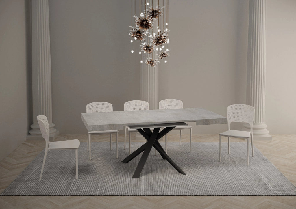 Tavolo Allungabile 90-194x90x77 cm Clerk Cemento
