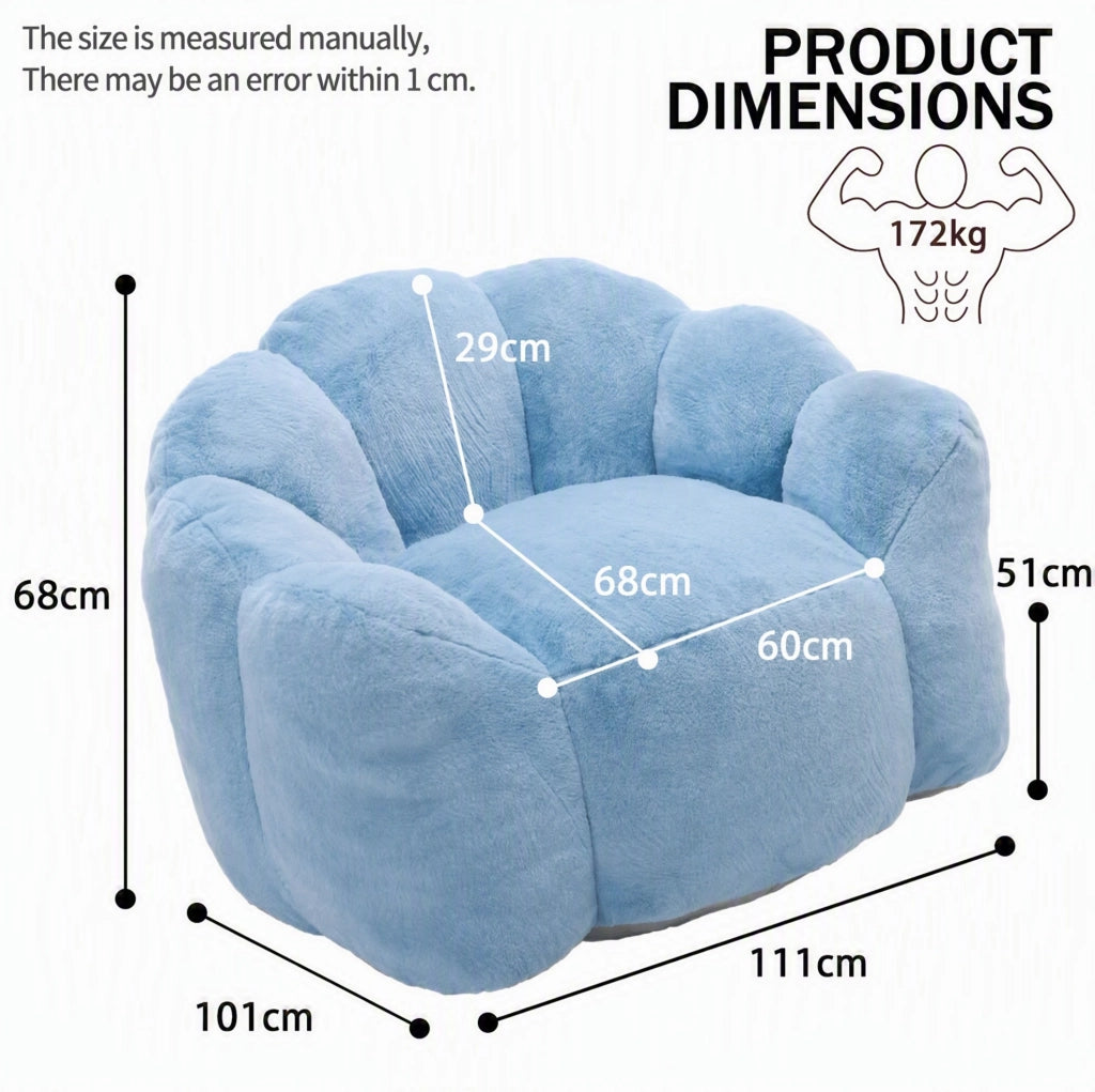 Divano compatto a forma di loto in plush blu 47x45x34 cm