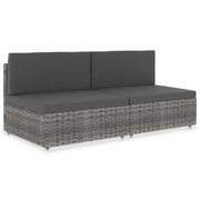 Divano Modulare a 2 Posti in Polyrattan Grigio 49523