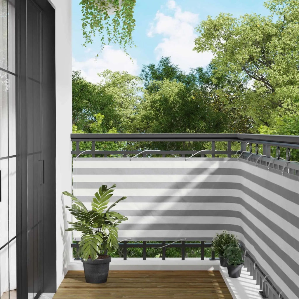Schermo da balcone | Paravento da Balcone Grigio chiaro e bianco 75 x 500 cm
