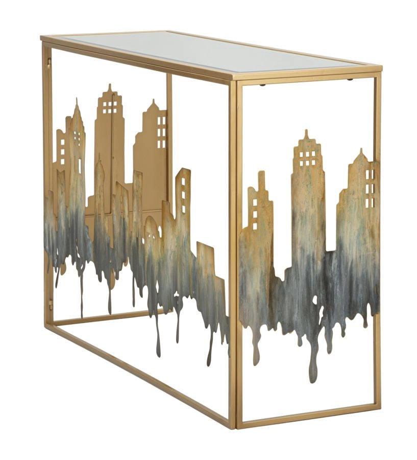 Console City 110x38,5x81 cm in Ferro e MDF e Vetro Multicolor
