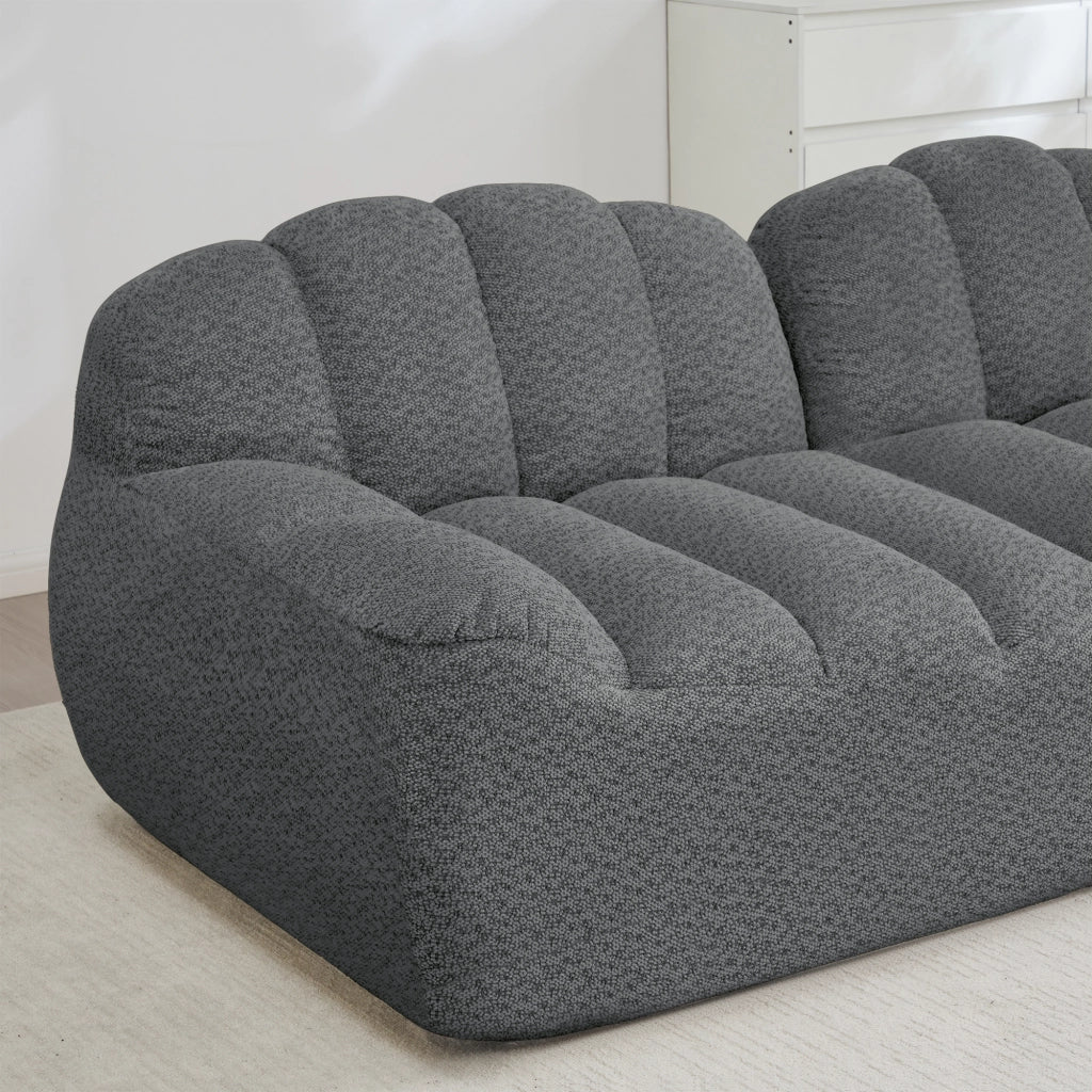 Divano Modulare U 4 Posti con 2 Ottoman ¨C MINIMAL ¨C Tessuto Grigio Morbido