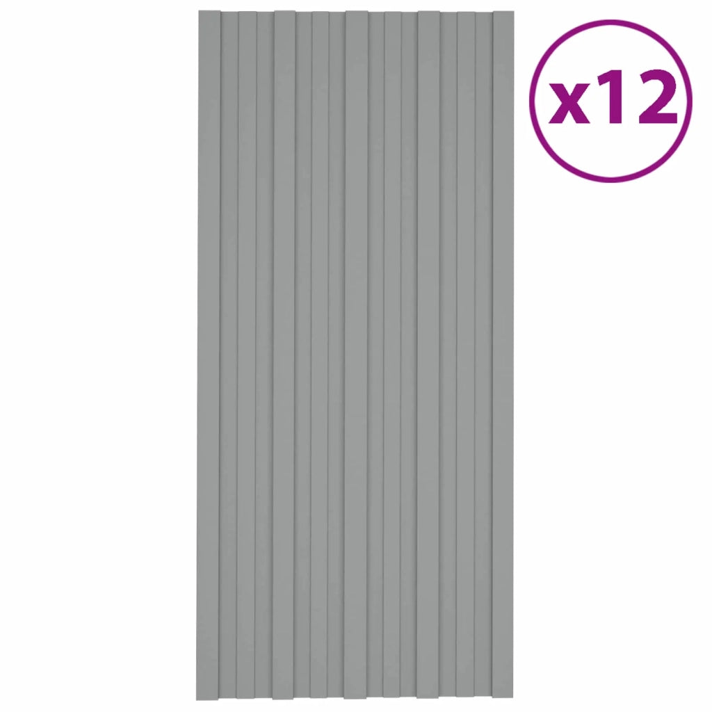 Pannello per tetto 12 pz Grigio 100 x 45 cm Acciaio zincato 42047123