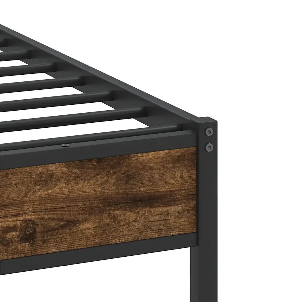 Letto matrimoniale | Letto per adulti | Giroletto senza Materasso Rovere Fumo 120x190 cm in Truciolato