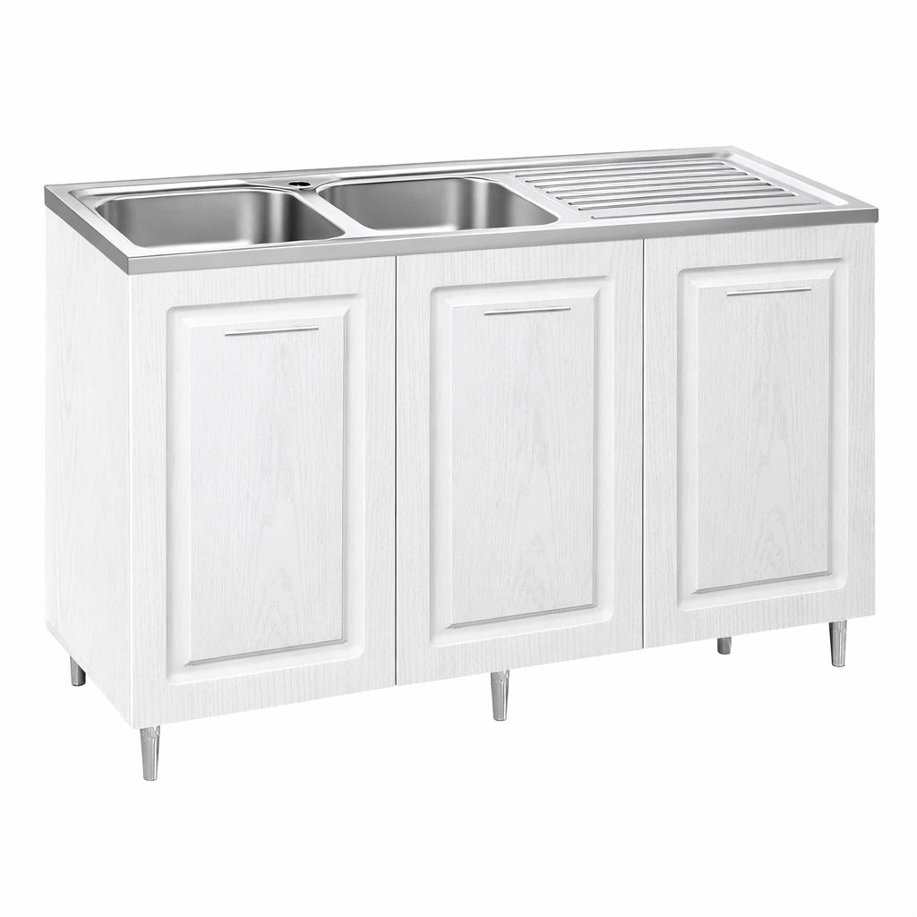 Mobile Cucina Sottolavello Componibile in Legno Bianco Frass. Classico 3 Ante 120cm