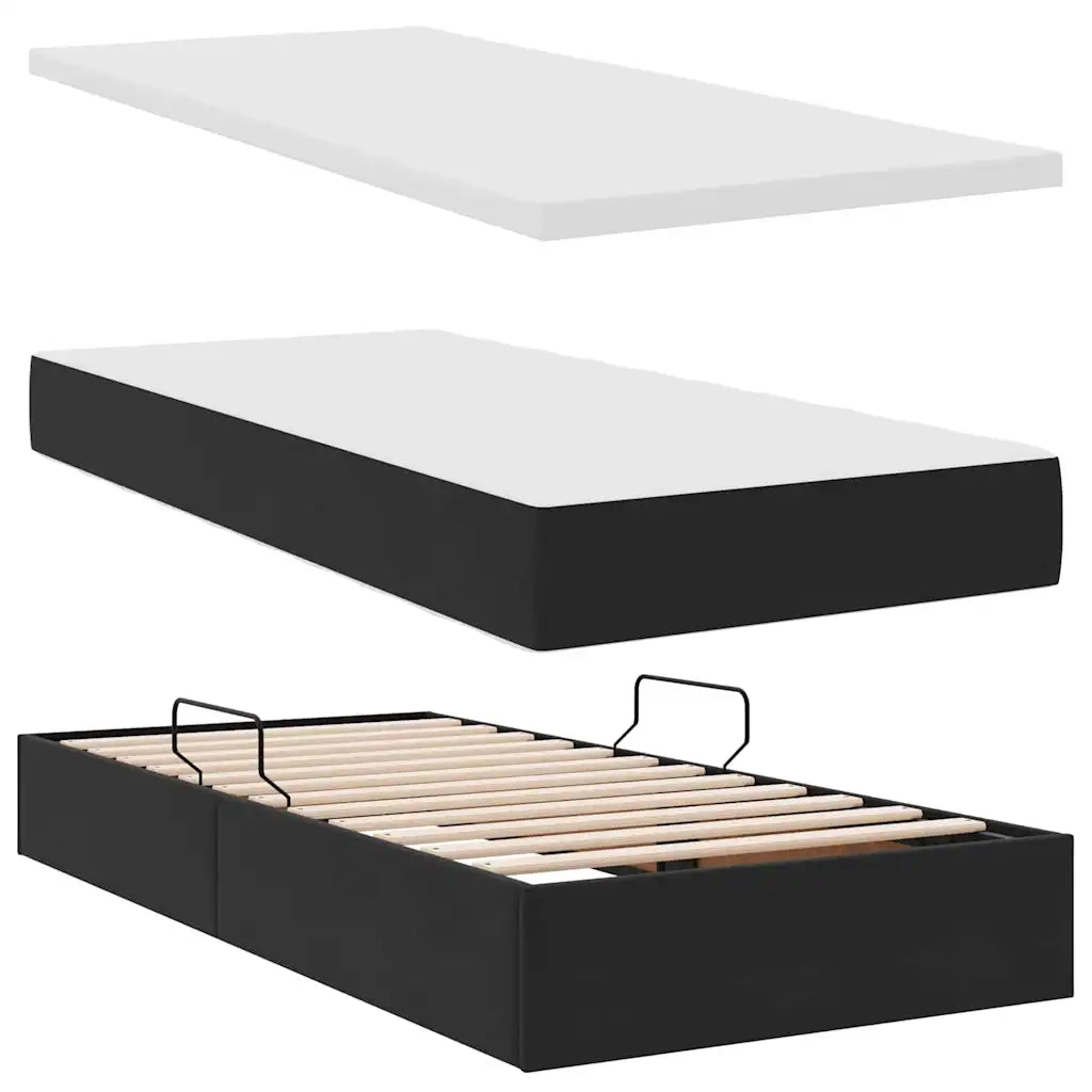 Letto con contenitore e materasso Nero 100 x 200 cm Velluto 3372071