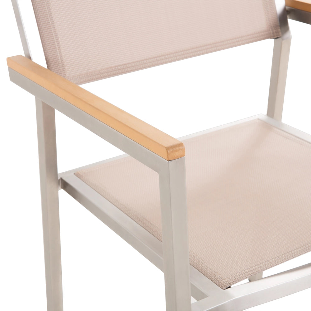 Set da Giardino Tavolo Piano Basalto Fiammato 6 Sedie Beige 180 x 90 cm Giardino Terrazzo Balcone
