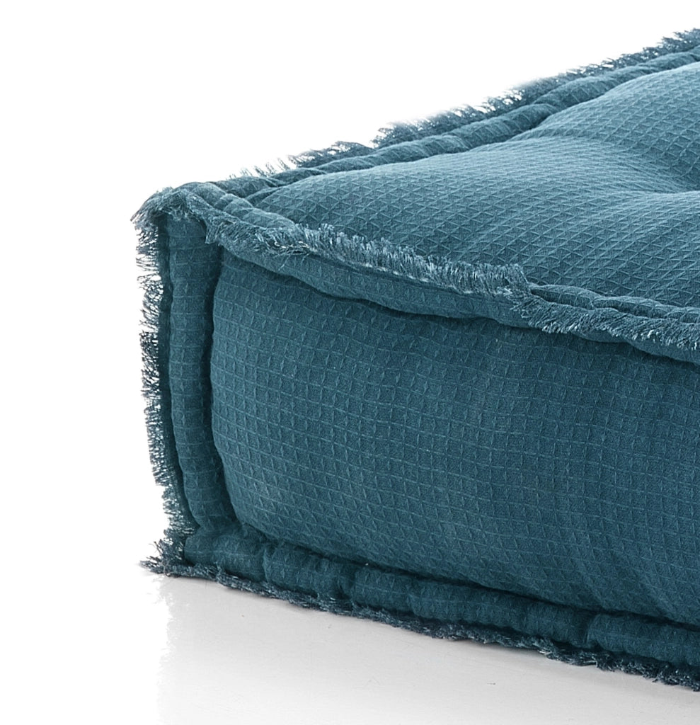 Pouf quadrato in cotone blu non sfoderabile