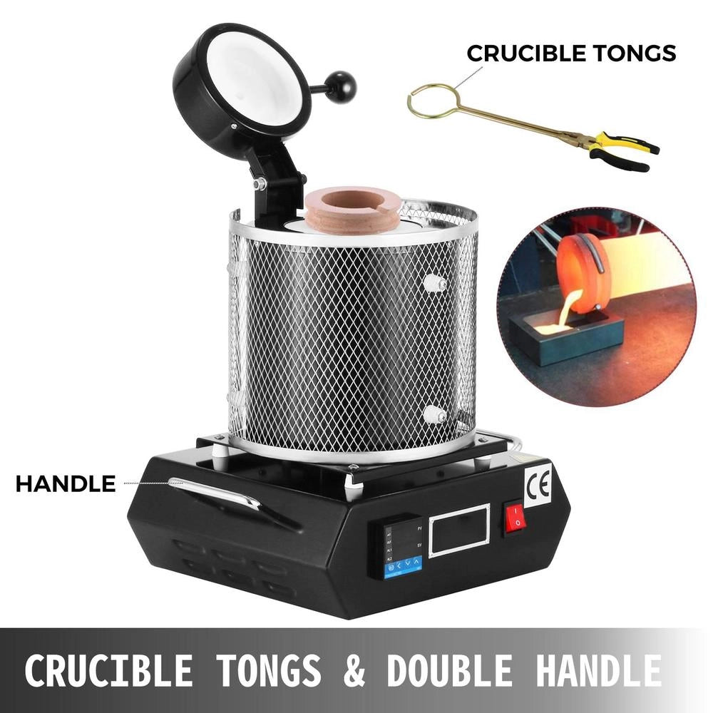 Gold Melting Furnace 1350 W 1150 ℃ Max. Temperature, Digital Electric Melting Furnace 3 Kg Ceramic Crucible For Casting & Refining Precious Metals, For Processing Gold, Silver, Aluminum
