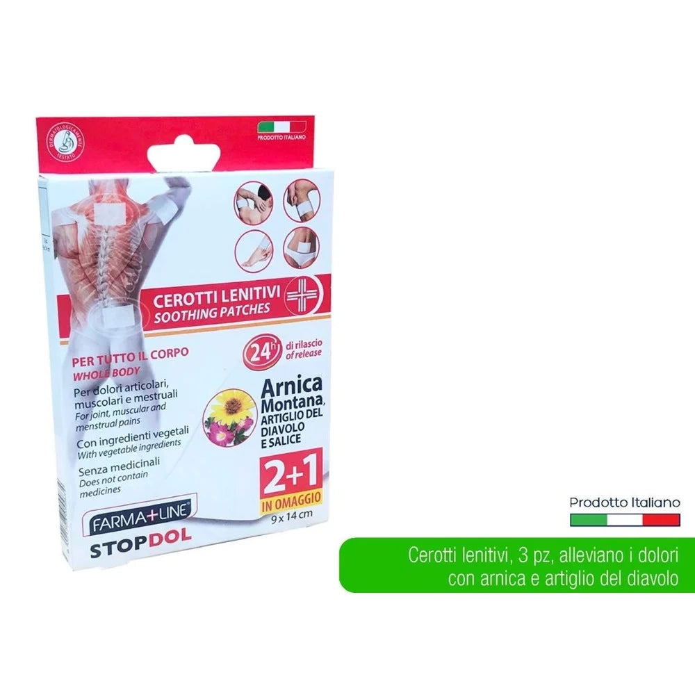 Trade Shop - Set 3 Pz Cerotti Lenitivi 9x14 Cm 24 Ore D'azione Arnica Allevia Dolori Corpo Cer5583a -
