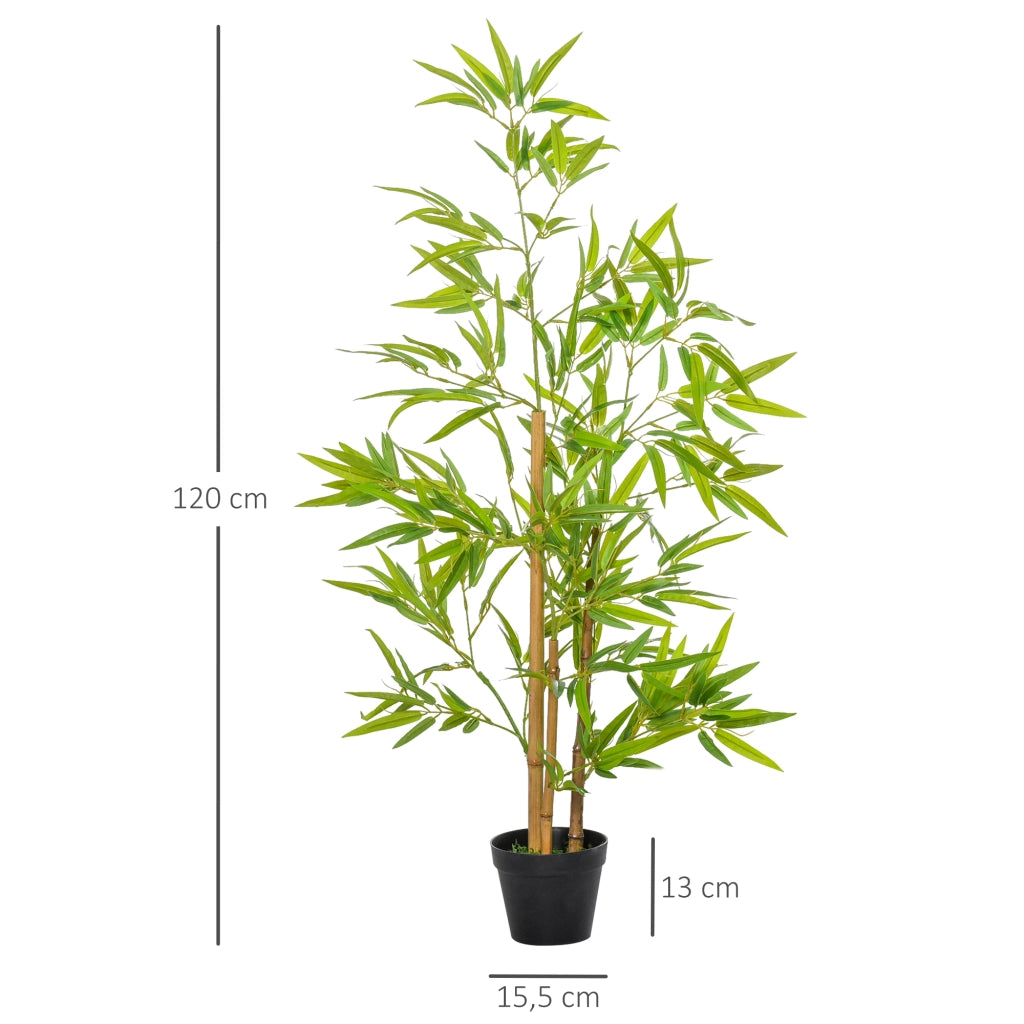 Bambù artificiale 120 cm con vaso, pianta finta decorativa da interno ed esterno, albero artificiale realistico