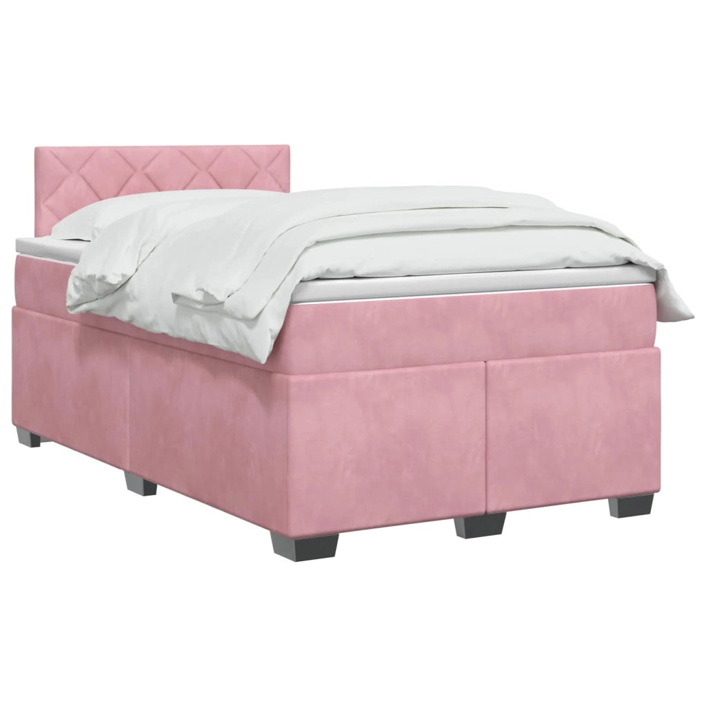 Letto con Box Spring, Materasso e LED Rosa 120 x 190 cm Velluto 3452149