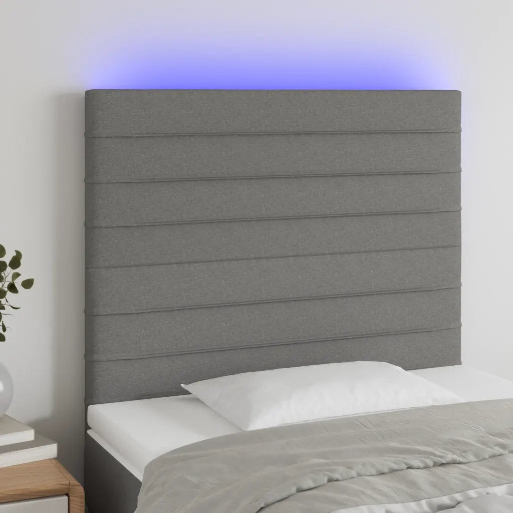 Testiera | Testata a LED Grigio Scuro 80x5x118/128 cm in Tessuto