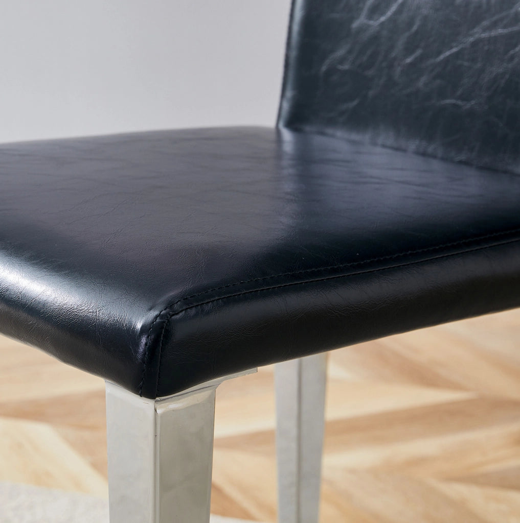 SEDIA da pranzo moderna Set da 4 pezzi 90 cm Nero/Argento in PU e metallo