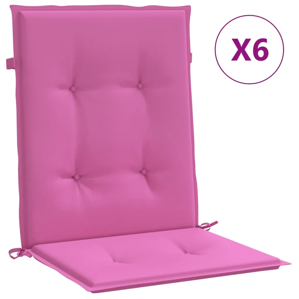 Cuscini per Sedia con Schienale Basso 6 pz | Cuscini per sedie Rosa in Tessuto