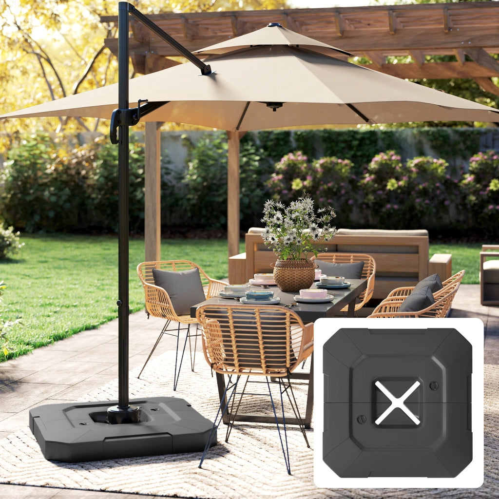 Base per Ombrellone 2 Pezzi Riempi con Acqua 80 kg ¨C Minimal ¨C Grigio